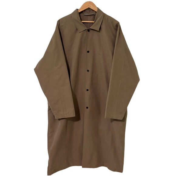 NWT Fear of God Essentials Wood Long Coat Medium Brown Long Trench - Picture 4 of 16